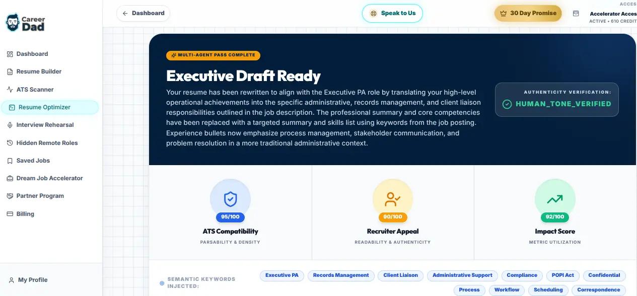 Resume optimization showing before and after comparison